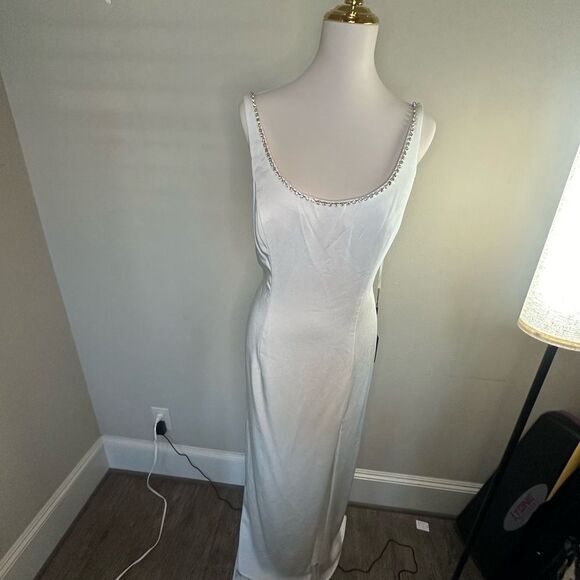 Mac Duggal Scoopneck Stretch Beaded Front‎ Slit Column Gown Size 14 - Picture 4 of 11